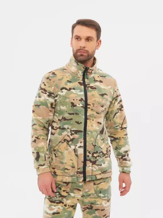 Костюм демисезонный для рыбалки флисовый мужской камуфляжный Huntsman Байкал
