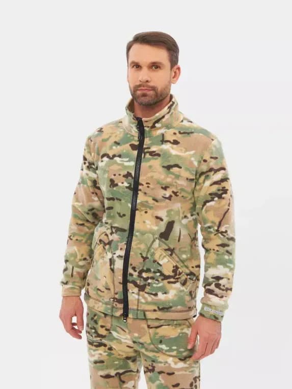 Костюм демисезонный для рыбалки флисовый мужской камуфляжный Huntsman Байкал