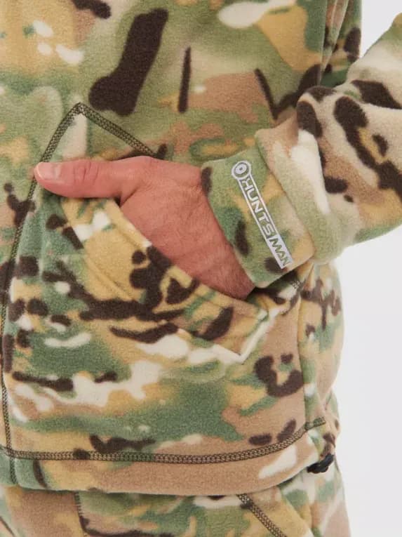 Костюм демисезонный для рыбалки флисовый мужской камуфляжный Huntsman Байкал