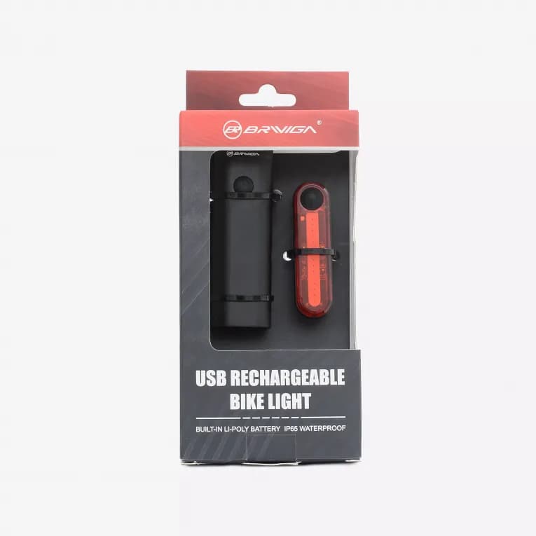 Фонарь велосипедный чёрный Briviga EBL-3304+EBL3303 FR + RR