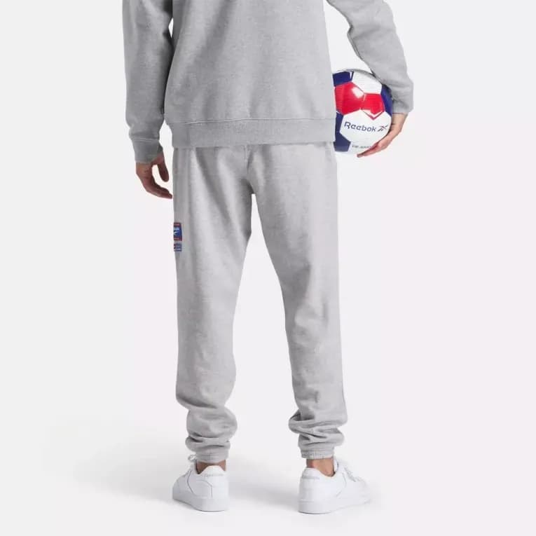 Штаны спортивные с микрофлисом серые Reebok RI BADGE