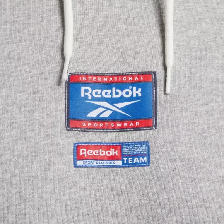 Худи спортивное с микрофлисом серое Reebok RI BADGE