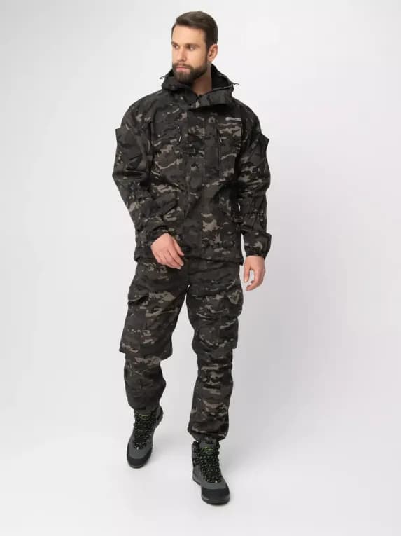Костюм охотничий демисезонный мужской черный Huntsman Горка-5