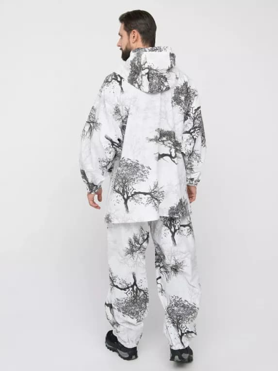 Костюм для охоты зимний Бязь маскировочный Метель Кусты Huntsman