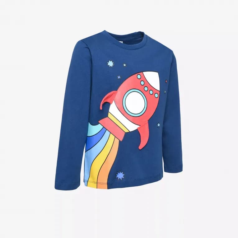 Лонгслив для детей тёмно-синий ADS LS 500 Rocket