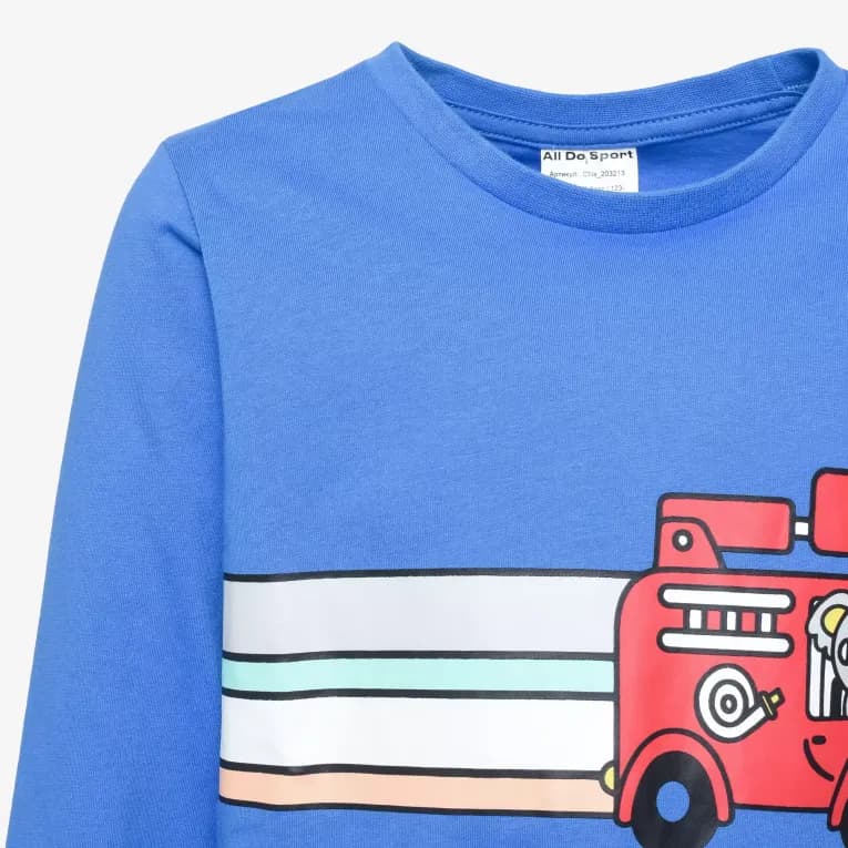 Лонгслив для детей синий ADS LS 500 Fire truck