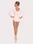 Купальник для танцев с рукавом 3/4 розовый Korri