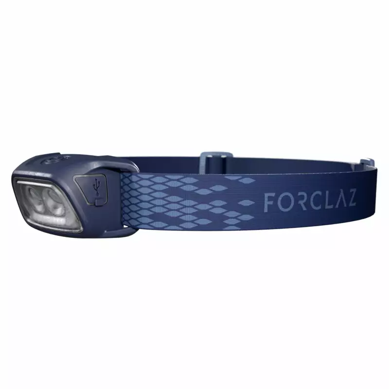 Фонарь налобный для кемпинга аккумуляторный темно-синий Forclaz HL100 USB