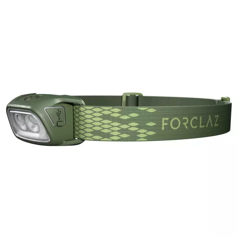 Фонарь налобный для кемпинга аккумуляторный хаки Forclaz HL100 USB