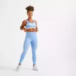 Бра для фитнеса женский голубой Domyos Seamless 500