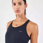 Майка для бега бесшовная женская черная Kiprun Run 500 Comfort