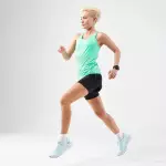 Майка со встроенным бра бесшовная женская зелёная Kiprun 500 Comfort