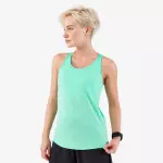 Майка со встроенным бра бесшовная женская зелёная Kiprun 500 Comfort