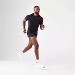 Футболка для бега бесшовная мужская черная Kiprun Run 500 Comfort