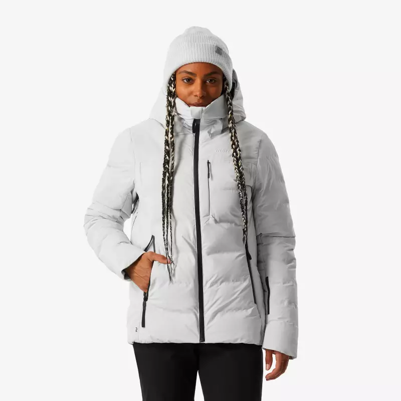 Куртка горнолыжная женская серая Wedze WARM 900