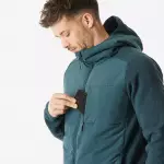 Толстовка на молнии с капюшоном походная мужская зеленая Quechua NH500 Hybrid