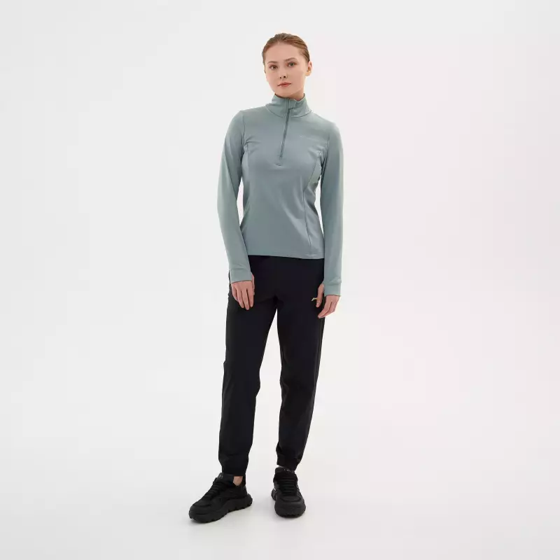 Лонгслив для бега женский зеленый Nordski Warm