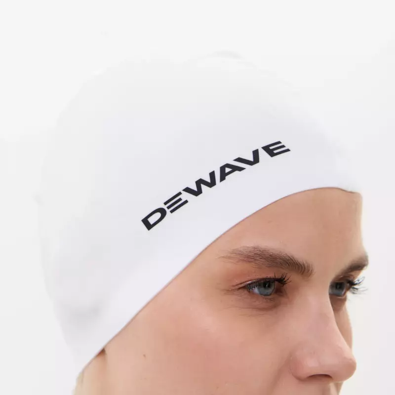 Шапочка для плавания силиконовая белая Dewave 100