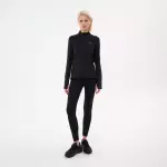 Лонгслив для бега с полумолнией женский черный Defit Run Warm 100