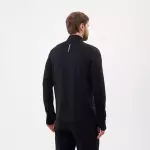 Лонгслив для бега с полумолнией мужской черный Defit Run Warm 100