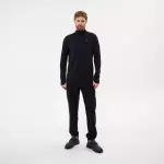 Лонгслив для бега с полумолнией мужской черный Defit Run Warm 100