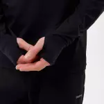 Лонгслив для бега с полумолнией мужской черный Defit Run Warm 100