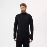 Лонгслив для бега с полумолнией мужской черный Defit Run Warm 100