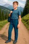 Брюки походные детские тёмно-синие Deway 100