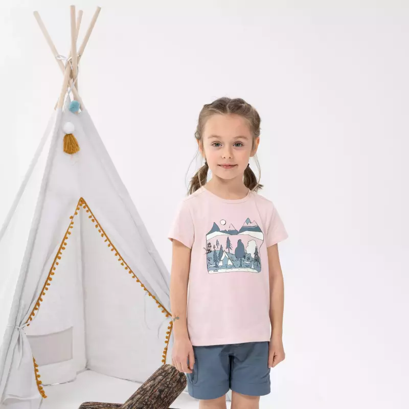 Футболка для походов детская розовая Quechua