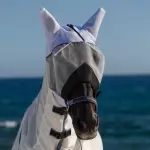 Маска для лошади антимоскитная бело-серая MASK