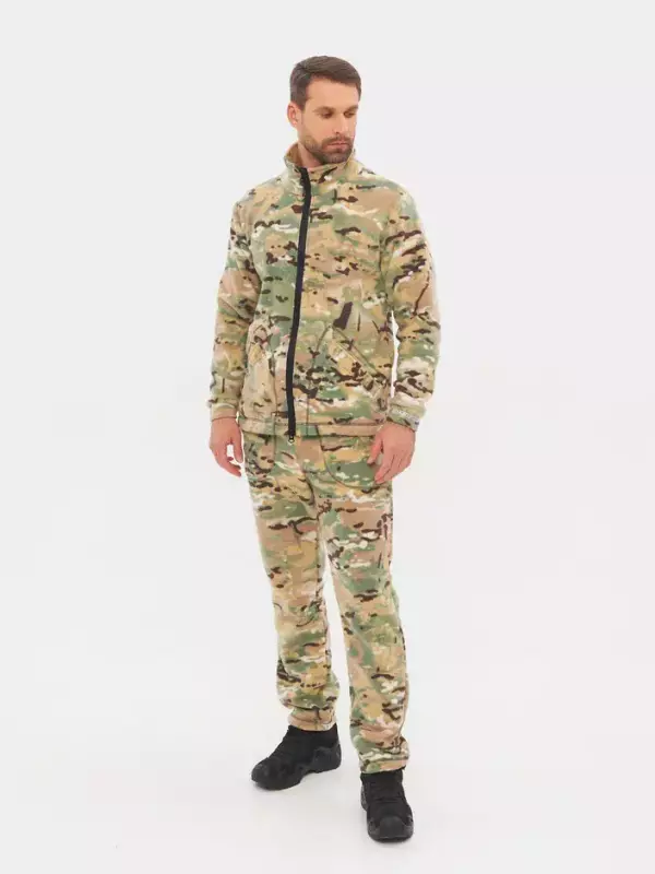 Костюм демисезонный для рыбалки флисовый мужской камуфляжный Huntsman Байкал