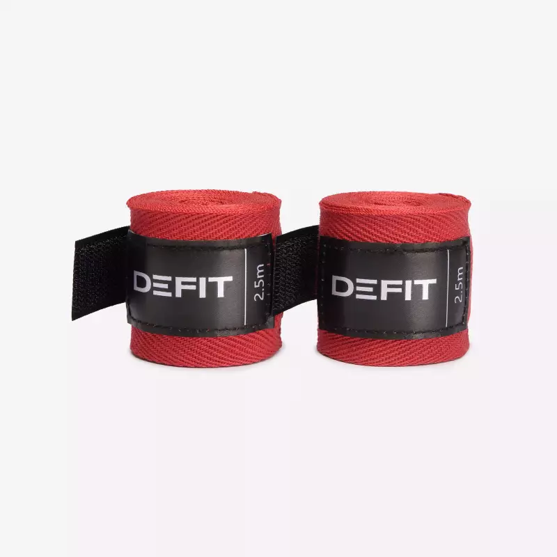 Бинт боксёрский 2,5 м красный Defit 100